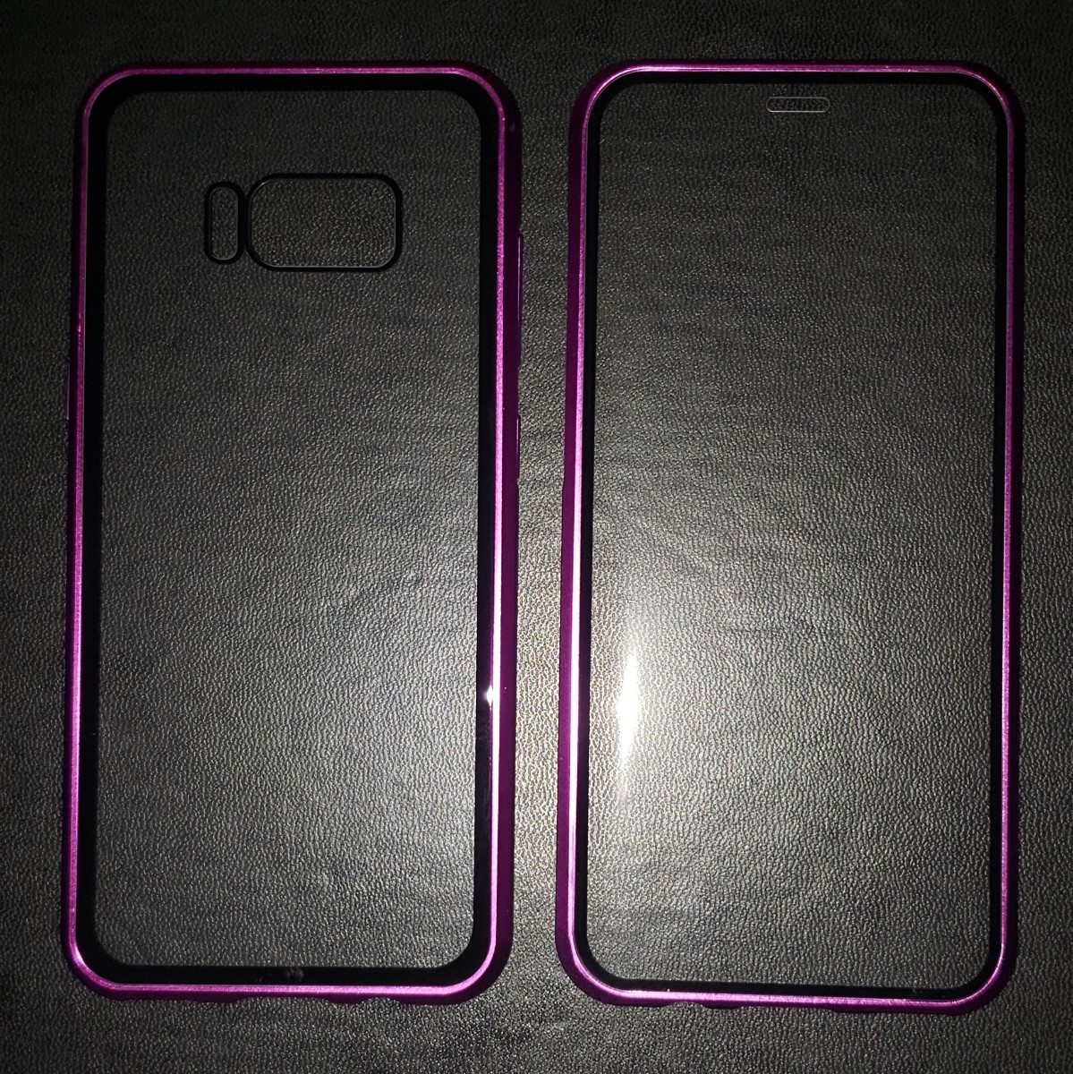 送料込 GALAXY S8 紫/紫 両面ガラスフルカバー携帯ケース スマホケース