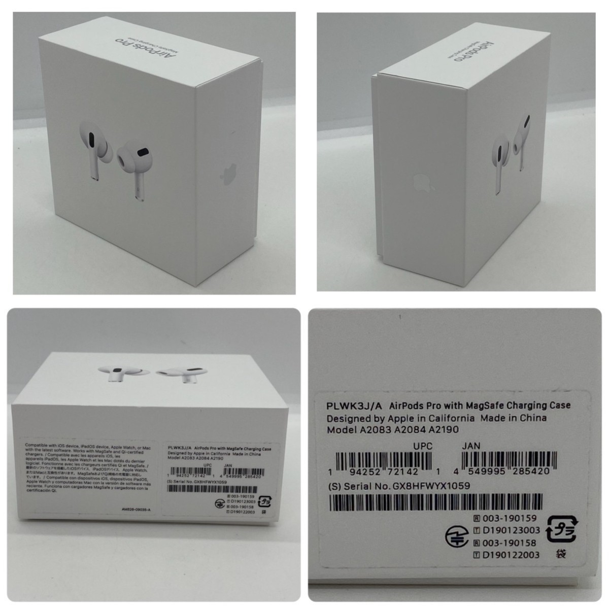 USED 極美品 Apple AirPods Pro アップル エアーポッズ プロ ホワイト PLWK3J/A A2083 A2084 A2190 ワイヤレス イヤホン Bluetooth_画像9