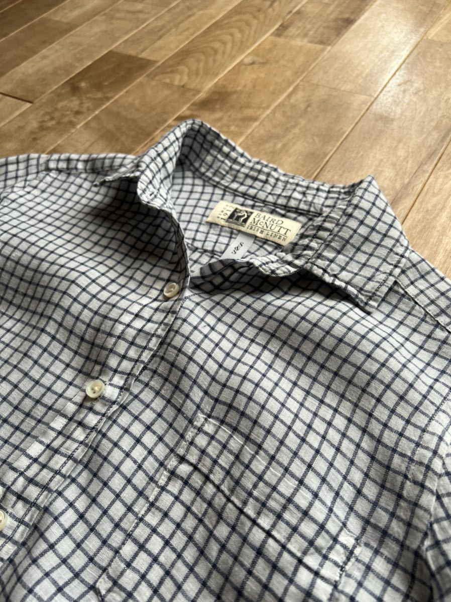 S&S Spick&Span スピックアンドスパンリネンチェックシャツ Fサイズ IRISH LINEN