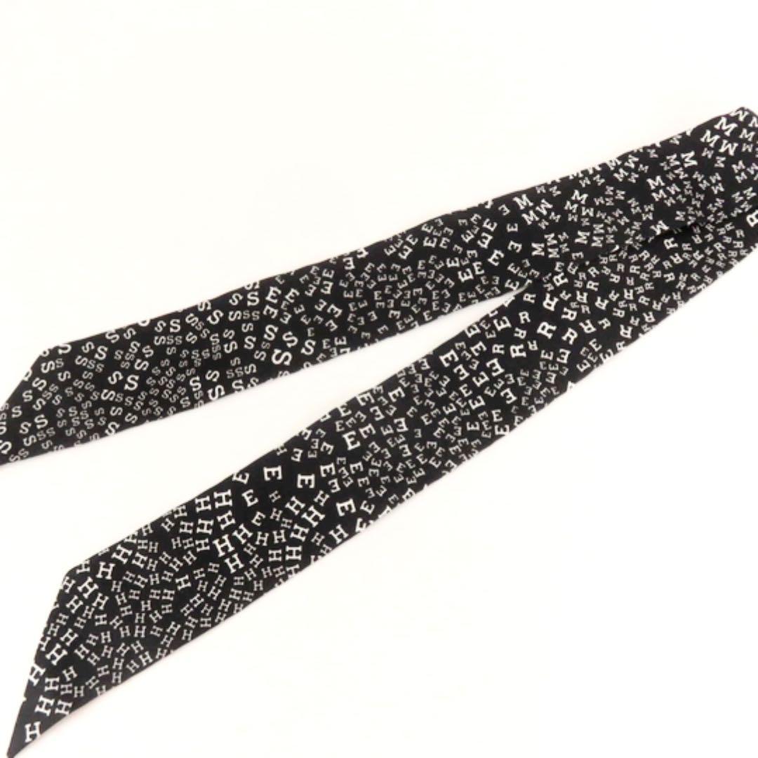美品 エルメス ツイリー ブラック×アルファベットロゴ柄 希少 美品 エルメス ツイリー ブラック×アルファベットロゴ柄 希少