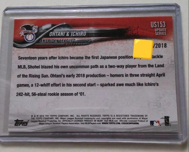 イチロー&大谷翔平Topps2018枚限定ゴールド版カード