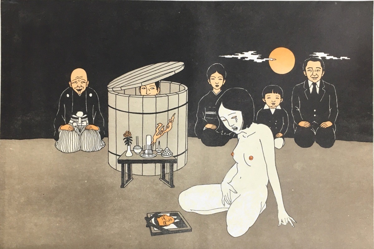 佐伯俊男手彩画1葉入『佐伯俊男彩色画集 緋匡 あかいはこ “地” 7/170部