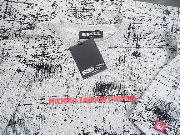MICHIKO LONDON 杢グレー総柄 半袖Tシャツ Lサイズ 天竺 綿90%,レーヨン10% ミチコロンドン 新品の画像10
