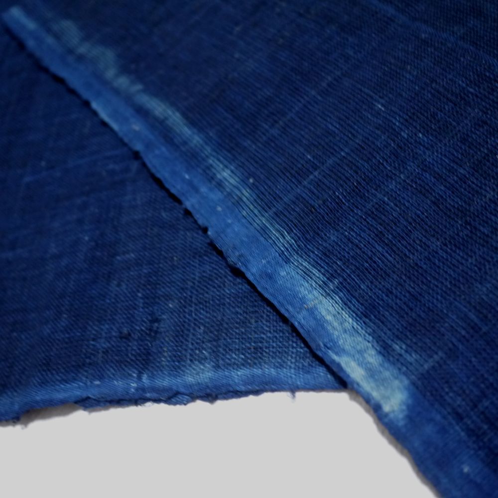 07）アンティーク　本麻の蚊帳の解き　はぎれ　古布　藍染め　2枚セット_画像6