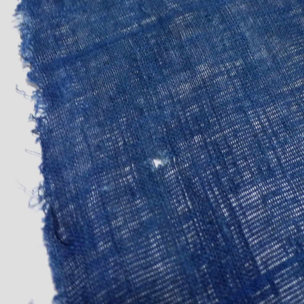 07）アンティーク　本麻の蚊帳の解き　はぎれ　古布　藍染め　2枚セット_画像5