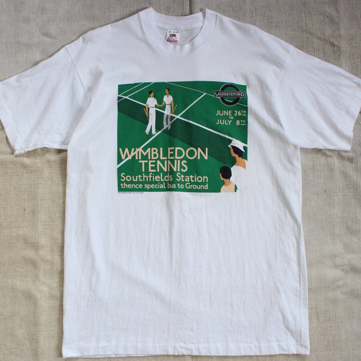 新品 1990s ウィンブルドンWIMBLEDON テニス ヴィンテージTシャツ イギリス USA製 アメリカ 古着 画家 イラスト アート グラフィック レア