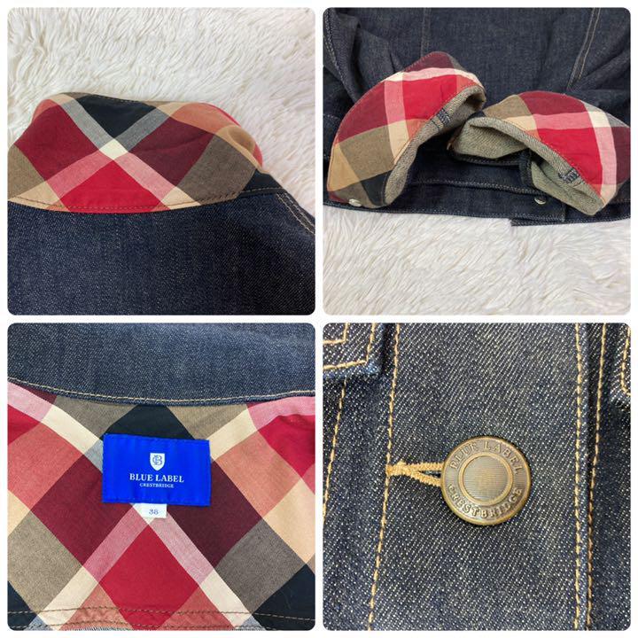 BLUELABE CRESTBRIDGE デニムジャケット Gジャン チェック ブルー BLUELABE CRESTBRIDGE デニムジャケット Gジャン チェック ブルー