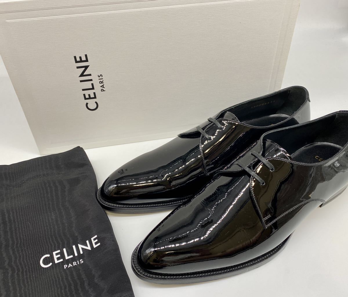 未使用 19AW CELINE ドラッグストア イブニングダービーパテントカーフスキンシューズ 42 ブラック 黒 セリーヌ エディスリマン 靴_画像1