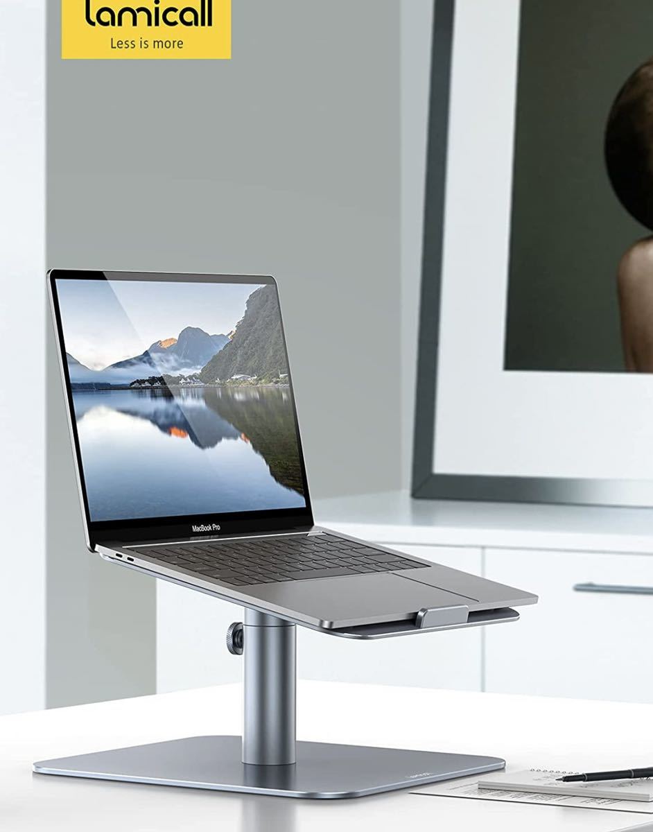 ノートパソコンスタンド 調節可能 ノートパソコンホルダー : マルチアングルの高さ 換気 デスク用 360度回転 MacBook Air Pro Dell XPS HP 