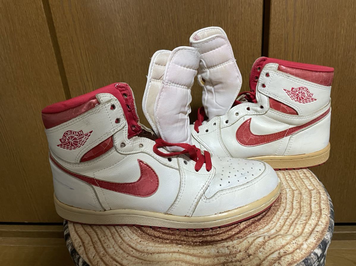 NIKE AIR JORDAN 1 オリジナル 1 1985 85年製 白/赤メタMETALLIC RED メタリックレッド エアジョーダン1_画像1