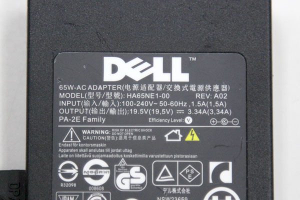 DELL/ original AC adaptor *HA65NE1-00/19.5V 3.34A/ outer diameter approximately 5.5mm inside diameter approximately 5mm* DELLAC19.5V117S