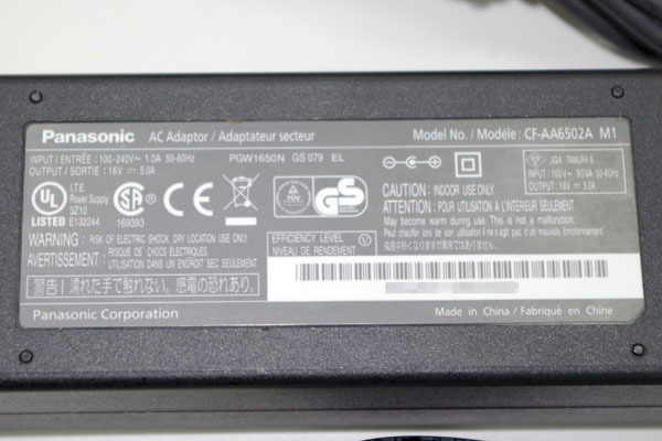 ★7個入荷★ Panasonic 純正ACアダプター ◆CF-AA6502A M1/16V 5.0A/外径約5mm 内径約2mm◆ パナソニックAC16V108S_画像2