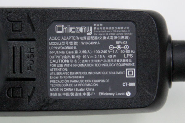 Chicony/AC адаптор *W10-040N1A/19V 2.15A/ наружный диаметр примерно 5.5mm внутренний диаметр примерно 1.5mm* chiconyAC19V141S