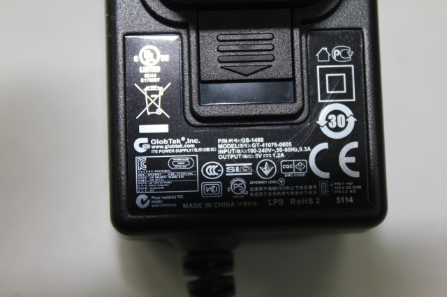 GlobTek ACアダプター GT-46180-1812 /5V 1.2A GlobAC5V01Y_画像2