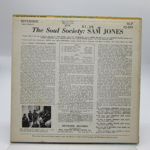 【USオリジナル盤/両面深溝/青小】Sam Jones(サム・ジョーンズ)「The Soul Society」LP（12インチ）/Riverside Records(RLP 12-324)/Jazz_画像2