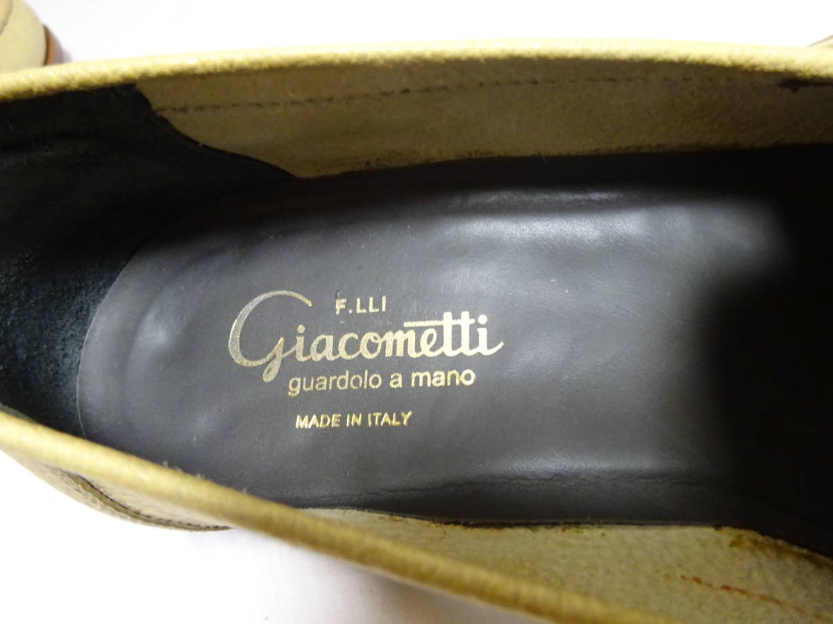 F.lli Giacomettif Latte  Rige .kometi монета Loafer серый n кожа Loafer кожа обувь слоновая кость 42 26.5cm ранг 