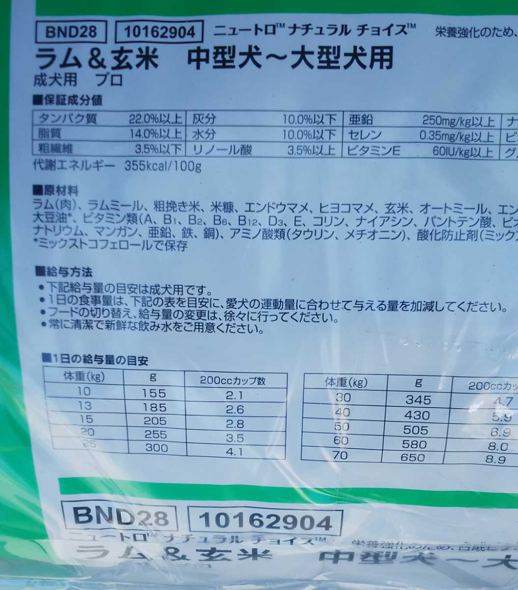 ナチュラルチョイスラム&玄米中大型犬成犬用プロ17.5キロ dinkes