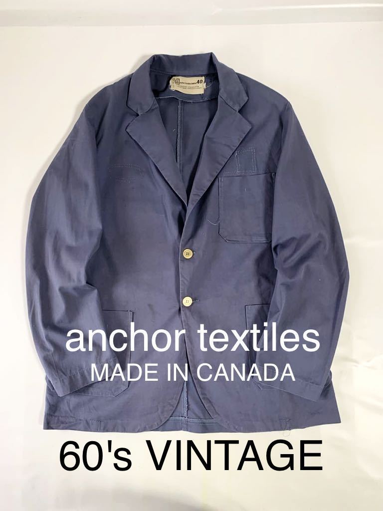 60's anchor textiles VINTAGE ワークジャケット アンカーテキスタイル カナダ製 L ヴィンテージ ワークジャケット コットンツイル 60年代_画像1