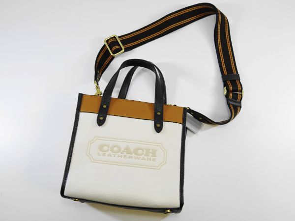 【新品 未使用 149 】 COACH コーチ トート バッグ ホワイト ベージュ ショルダー付き レディース メンズ から贈物に 参考定価3.3万円_画像7