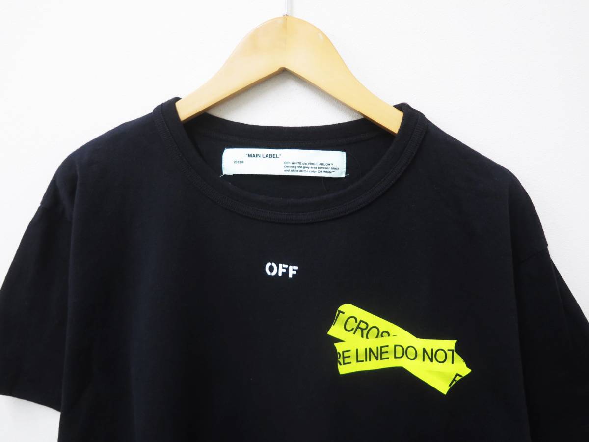 男女兼用 OFF-WHITE◇18SS/FIRETAPE S/S TEE/Tシャツ/L/コットン/WHT