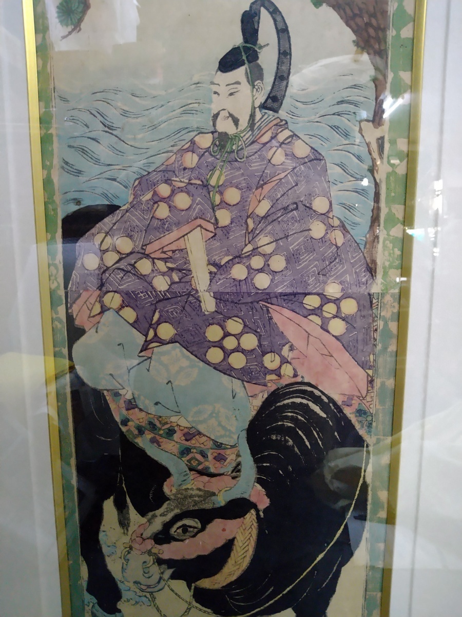 【木版画】【浮世絵】歌川芳員 天満大自在天神　一枚絵　掛軸絵　額装済