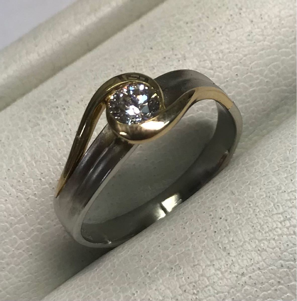 サイズ16号 プラチナPt900&K18イエローゴールド/ダイヤモンド