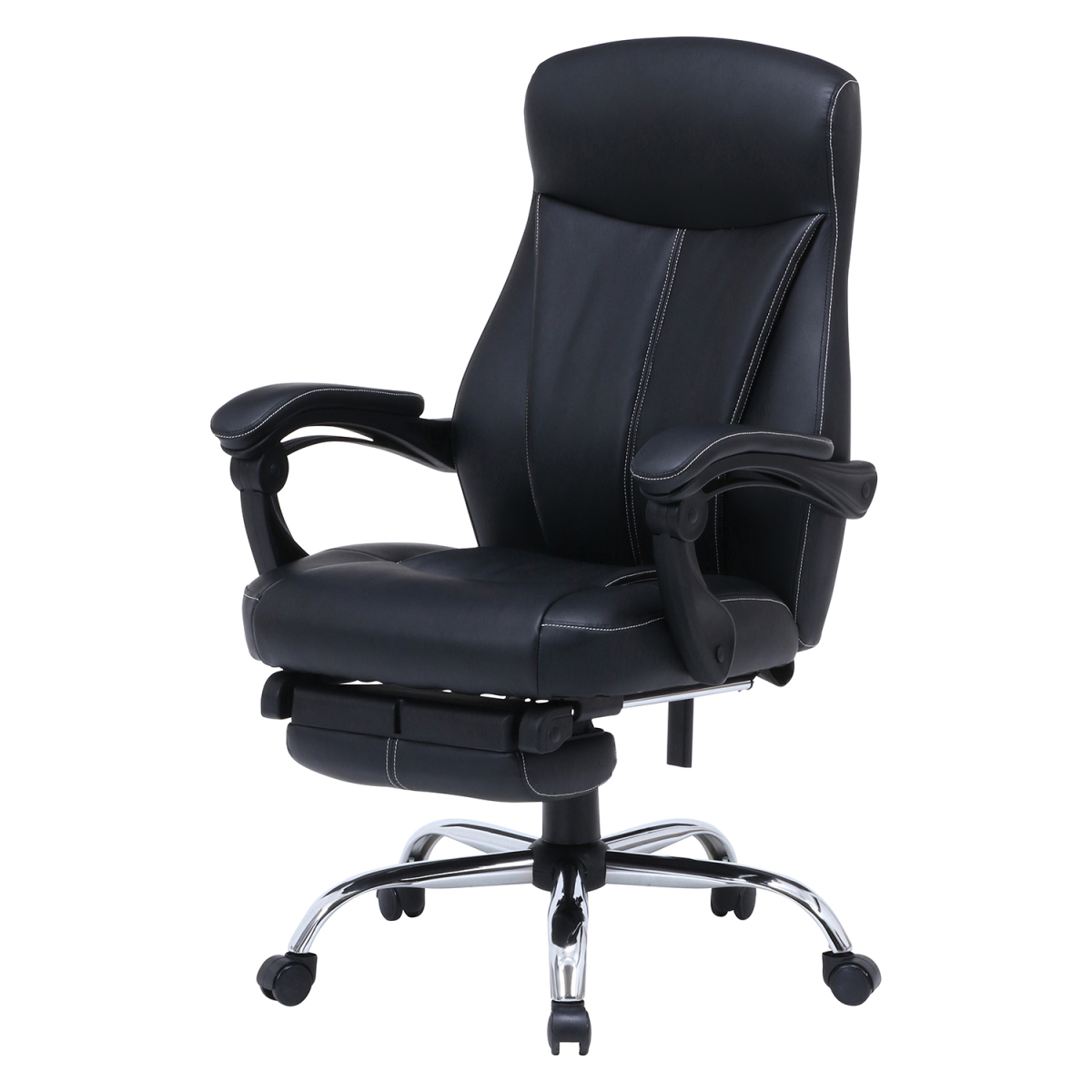 リクライニングチェア 伸長フットレス付き ブラック【新品 リクライニングチェア 伸長フットレス付き ブラック【新品