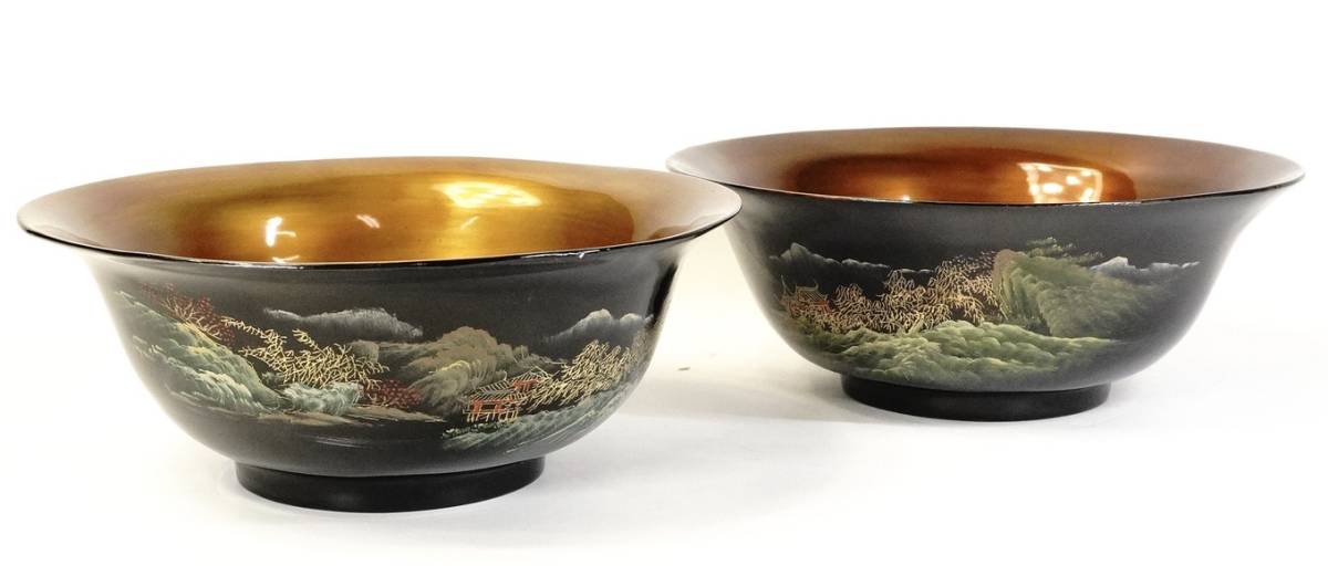  China old . China old fine art lacqering .. landscape inside goldfish .. map lacquer pot 2 point .. compound lacquer ware diameter 23. height 8.5. small .. hand ... . map . great excellent article! TKM