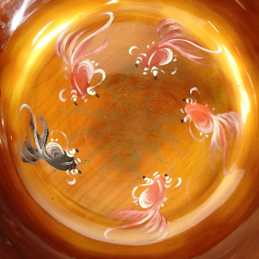  China old . China old fine art lacqering .. landscape inside goldfish .. map lacquer pot 2 point .. compound lacquer ware diameter 23. height 8.5. small .. hand ... . map . great excellent article! TKM