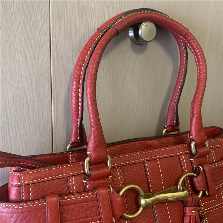 美品 COACH 約6万 レッド本革バッグ 3
