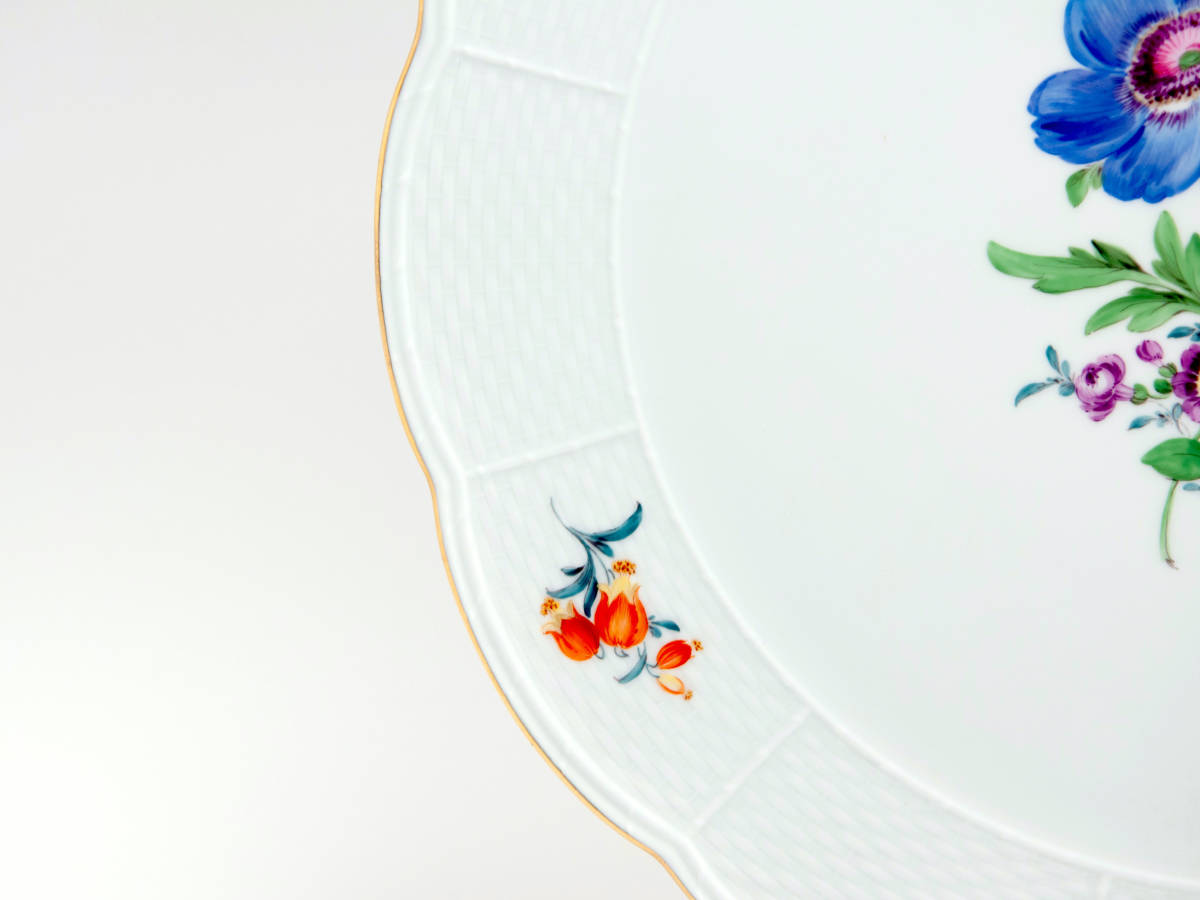 マイセン 金彩 花のブーケ文 アルトツィアレリーフ 絵皿 ホール