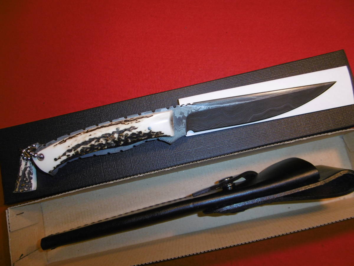 　SEKI ダマスカスナイフ スタッグ サバイバル 狩猟刀 大 オリジナル 手造り 1点もの no369_画像2