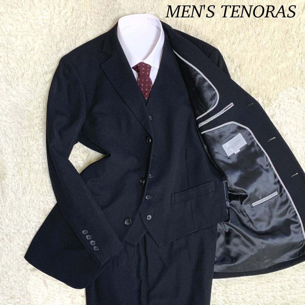 MEN'S TENORAS 3ピーススーツセットアップ ブラック M