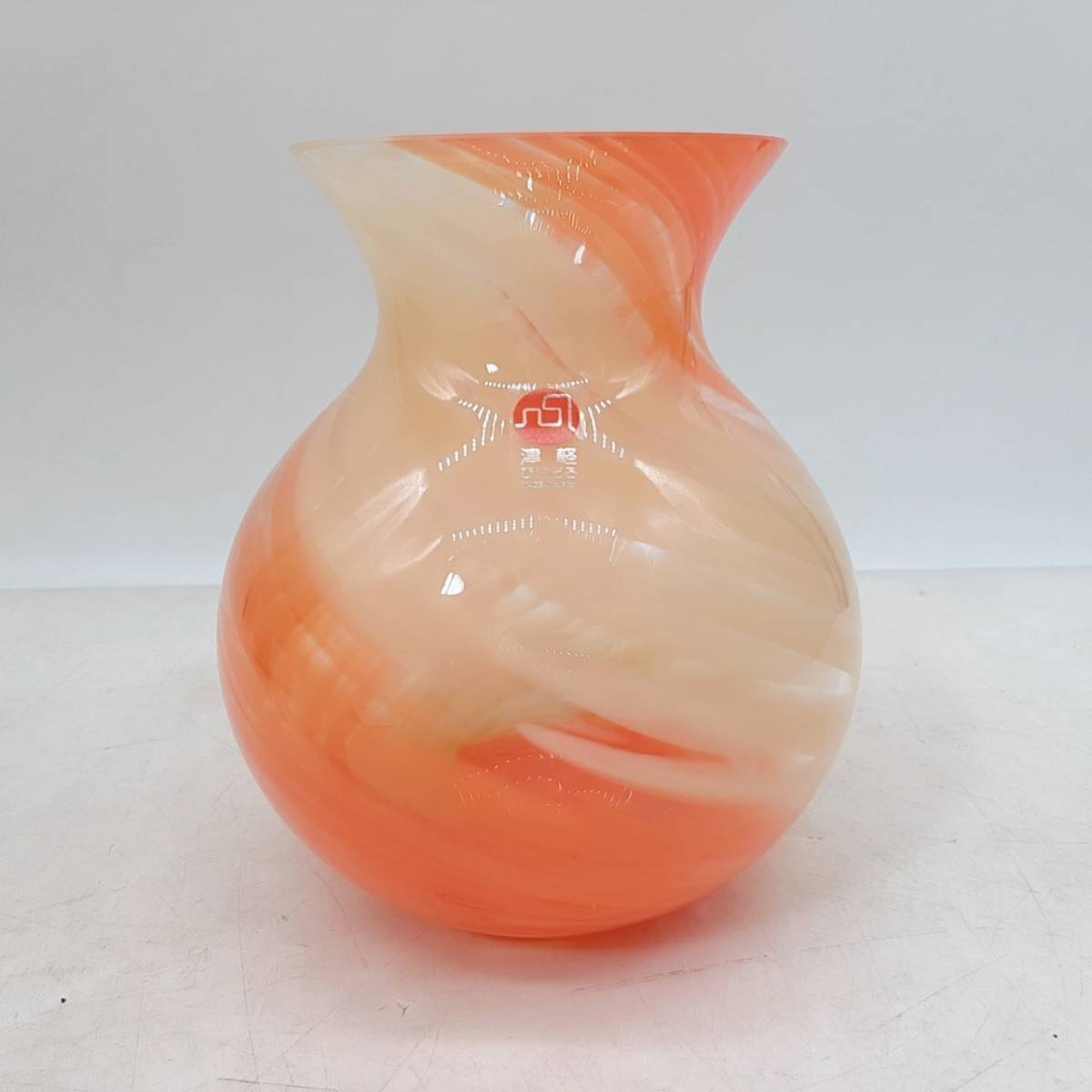 a261[1 иен старт ] Цу легкий .... ваза ваза для цветов стекло умение высота примерно 14cm orange 