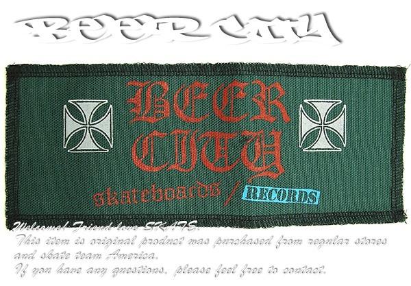 BEER CITY (ビアシティ) ワッペン パッチ 刺繍 Iron Cross patch Green スケボー SKATE SK8 スケートボード HARD CORE PUNK_画像1