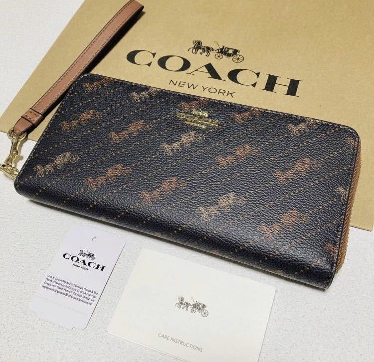 COACH コーチ ラウンドファスナー 馬車 ホースアンドキャリッジ 長財布