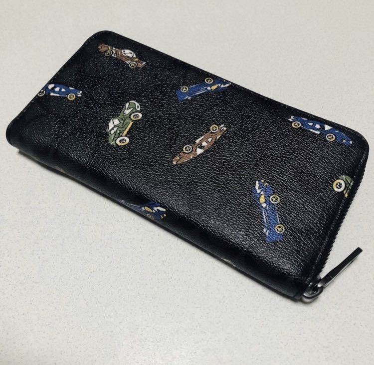 COACH コーチ 長財布 F32616 シグネチャー ブラック チャコール 車