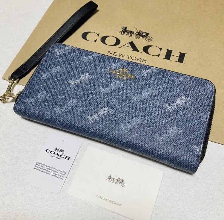 ☆COACH コーチ 長財布 C3547 デニム ホースアンドキャリッジプリント