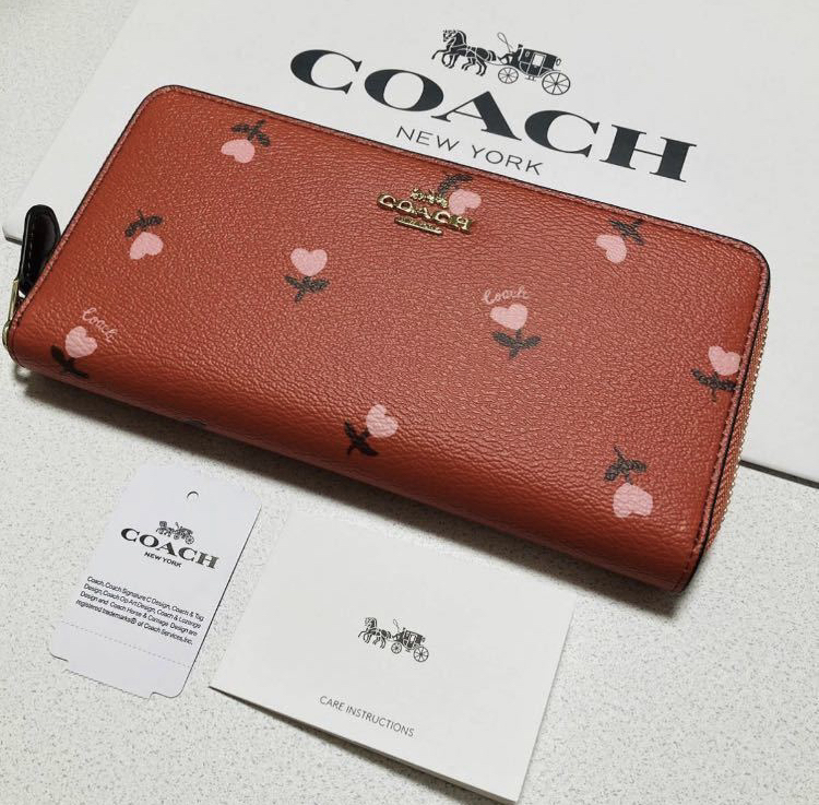 ☆COACH コーチ 長財布 C3287 ワインマルチ ハートフローラルプリント