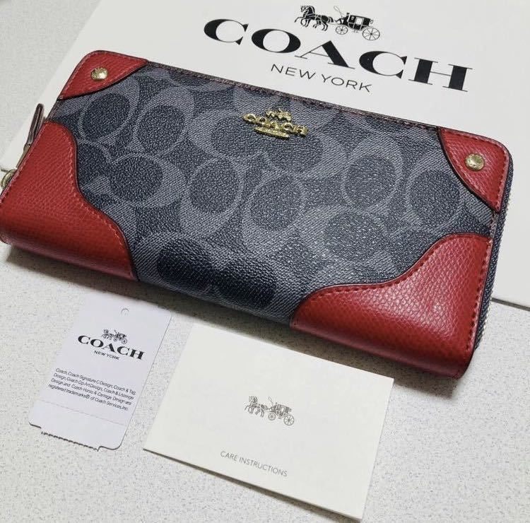 COACH　コーチ　長財布　ラウンドジップ 　レッド　54007