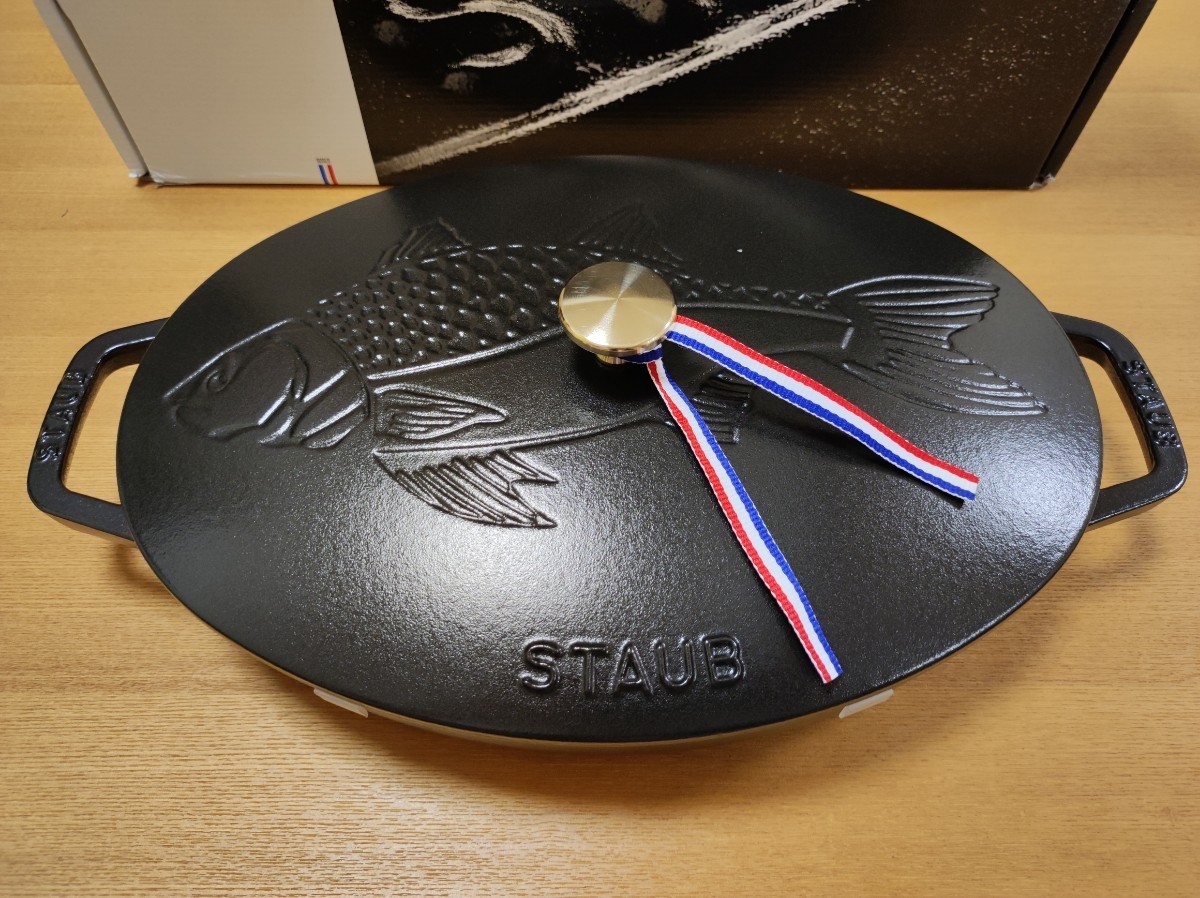 STAUB ストウブ フィッシュシグネチャー オーバルホットプレート 32cm 33cm 2.8L ブラック 黒