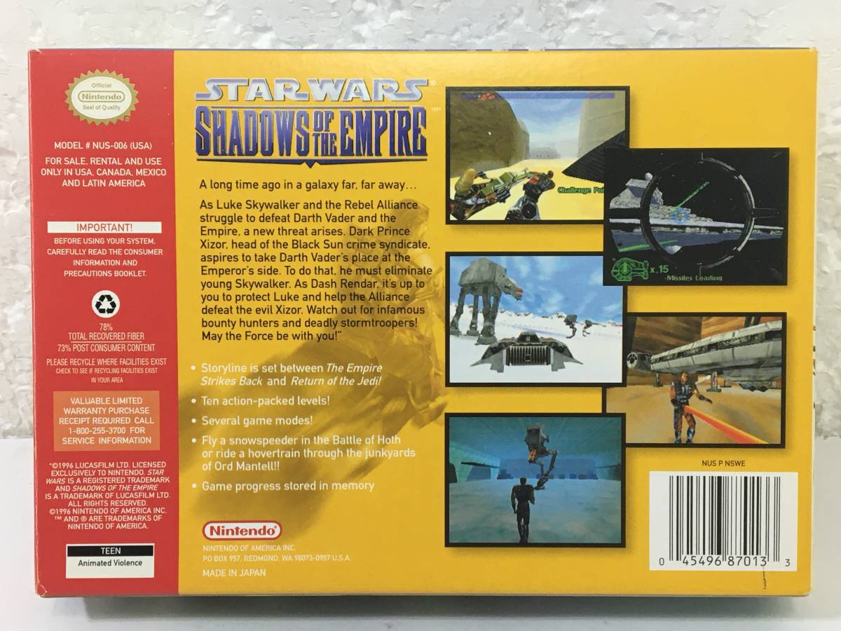 ★☆カ004 N64 海外版 ニンテンドー64 ソフト STAR WARS SHADOWS OF THE EMPIRE スター・ウォーズ 帝国の影☆★_画像2