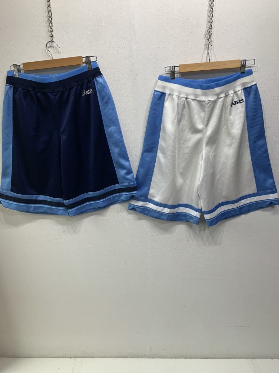 asics/アシックス スポーツ パンツ　2枚セット　XOサイズ　バスケ　白/ホワイト 　青／ブルー　部活　K1985 短パン_画像1