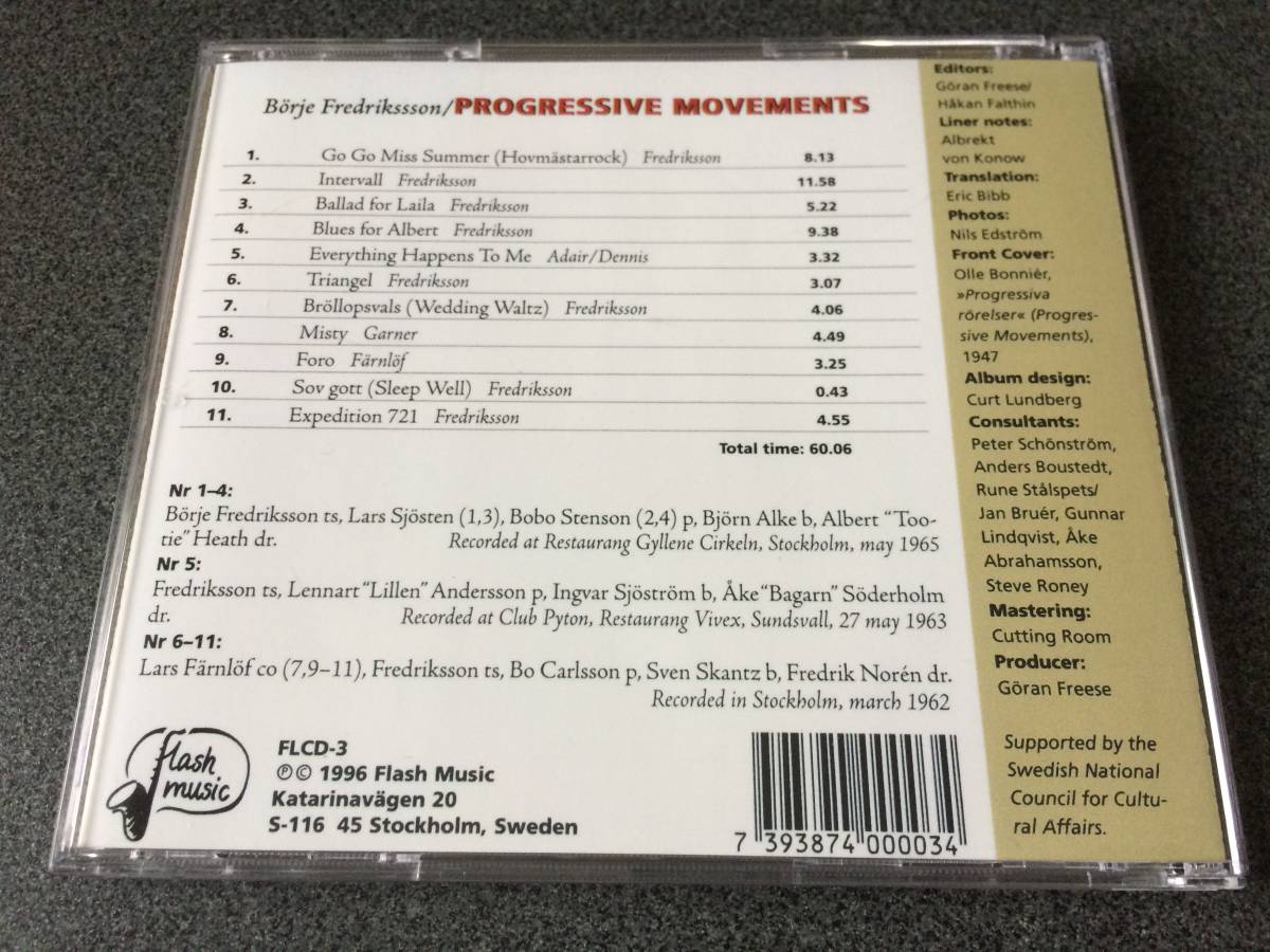 ★☆【CD】Progressive Movements / ボリエ・フレドリクソン Borje Fredriksson☆★_画像2