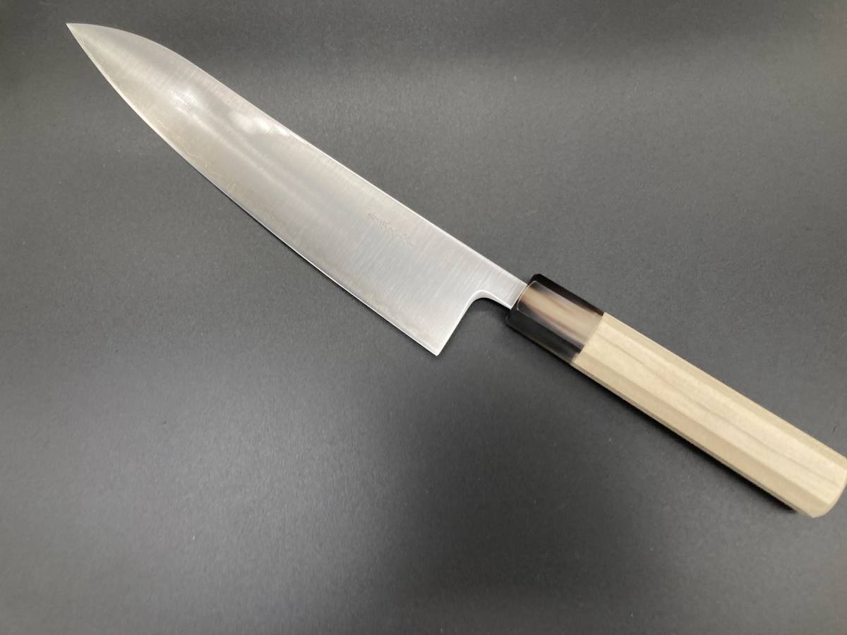 雅虎代拍 -- 日本製 青紙スーパー鋼割り込み 牛刀210mm 白水牛八角柄 和式牛刀 chef knife