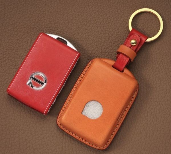 [CRAZY SMITH]VOLVO Volvo V40/S60/XC90/ new model XC60 handmade original leather key case smart key cover ( rose pink )