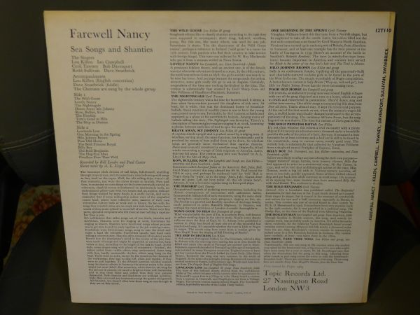  rare * Britain TOPIC Blue Label MONO ultimate beautiful record *FAREWELL NANCY - SEA SONGS AND SHANTIES*teivu*s War yellowtail k(exfea port ) other compilation 