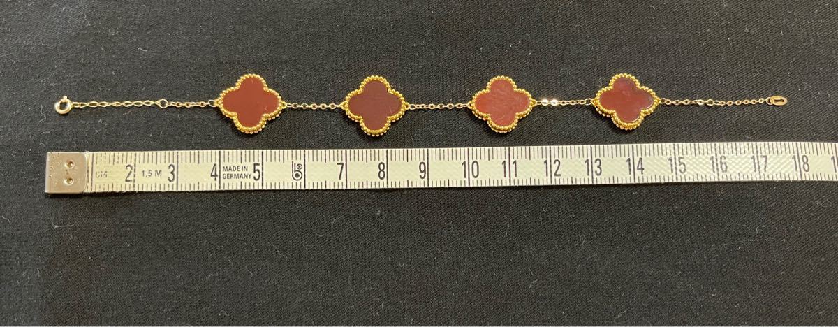 4pcs クローバー ゴールド 18金YG ブレスレット カーネリアン 大人気