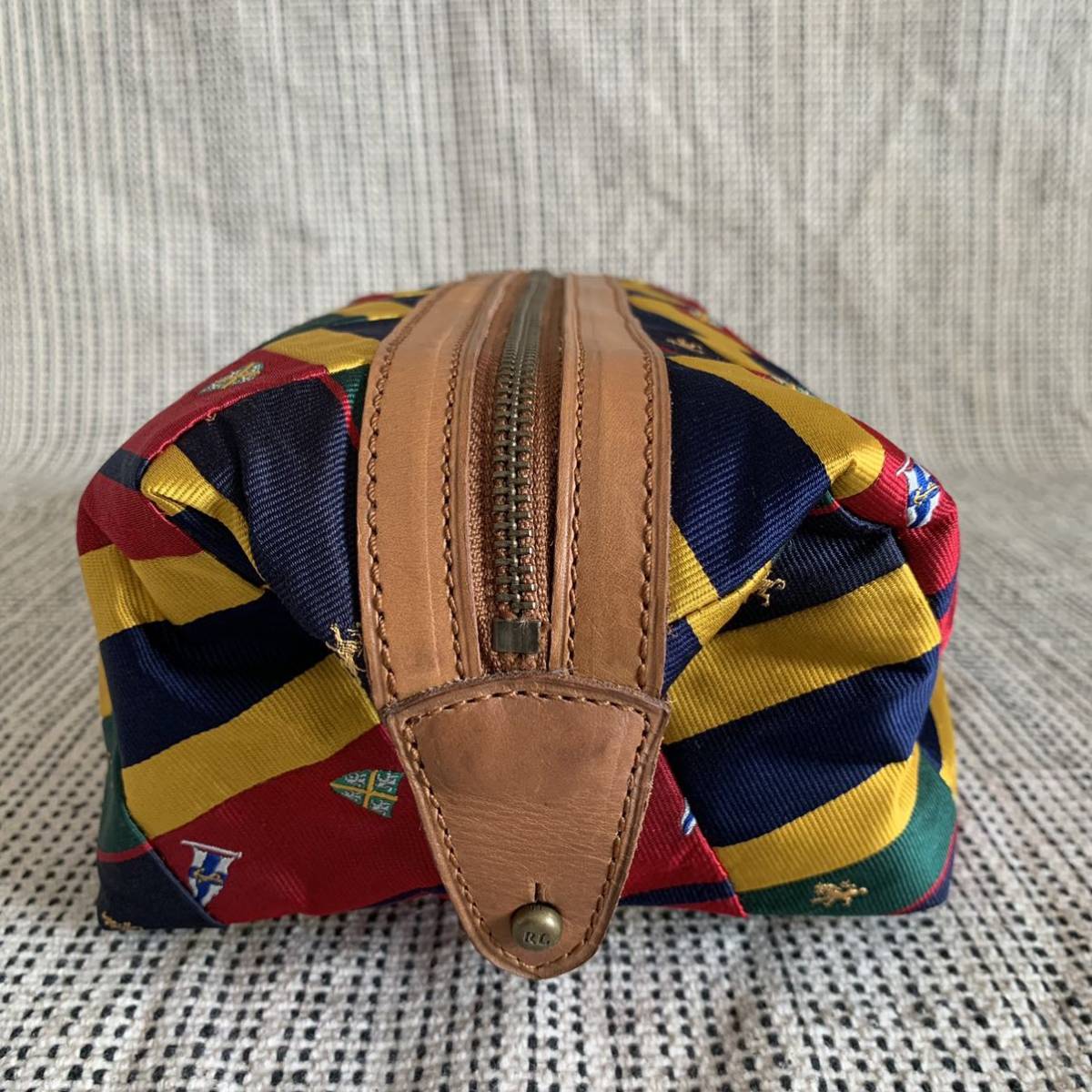 【超希少】美品 Ralph Lauren ラルフローレン ポーチ クラッチバッグ ネクタイ生地 パッチワーク