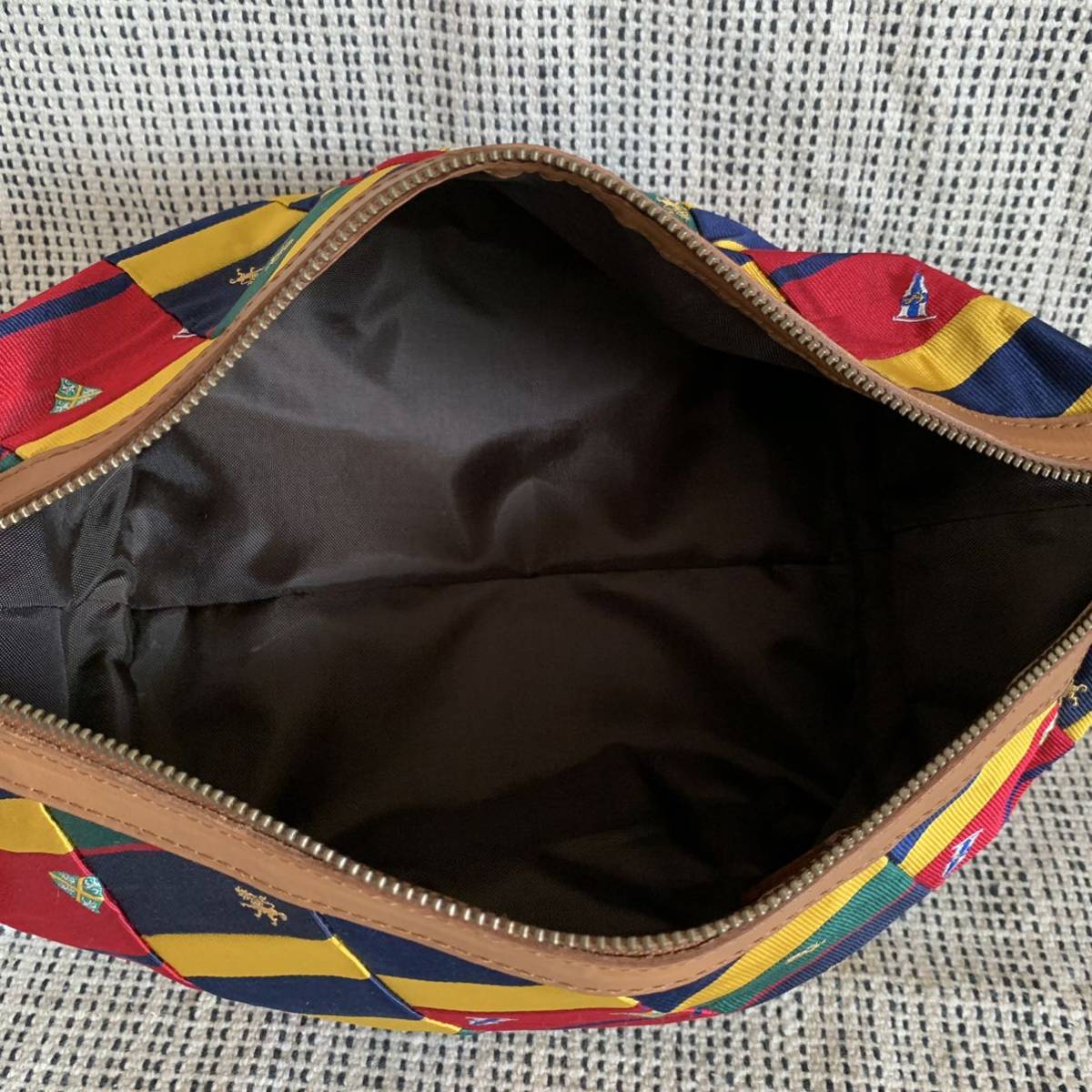 【超希少】美品 Ralph Lauren ラルフローレン ポーチ クラッチバッグ ネクタイ生地 パッチワーク